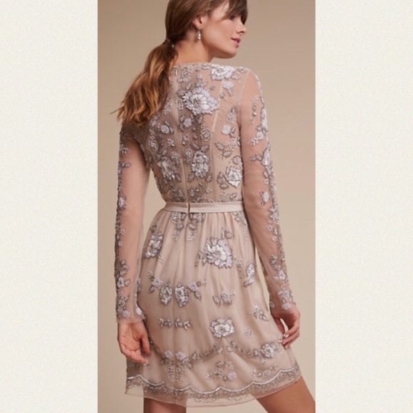 New BHLDN x Anthropologie Malia 8 | Med Pink Taupe Embellished Formal Midi Dress - Picture 10 of 11
